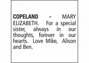 MARY ELIZABETH COPELAND