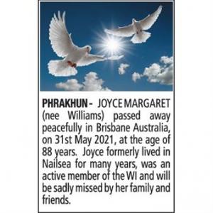 JOYCE MARGARET PHRAKHUN (NEE WILLIAMS)