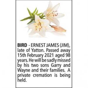 ERNEST JAMES (JIM) BIRD