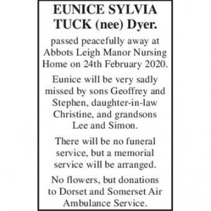 “Eunice Sylvia Tuck (nee) Dyer