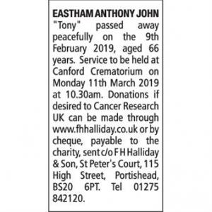 ANTHONY JOHN "Tony" EASTHAM